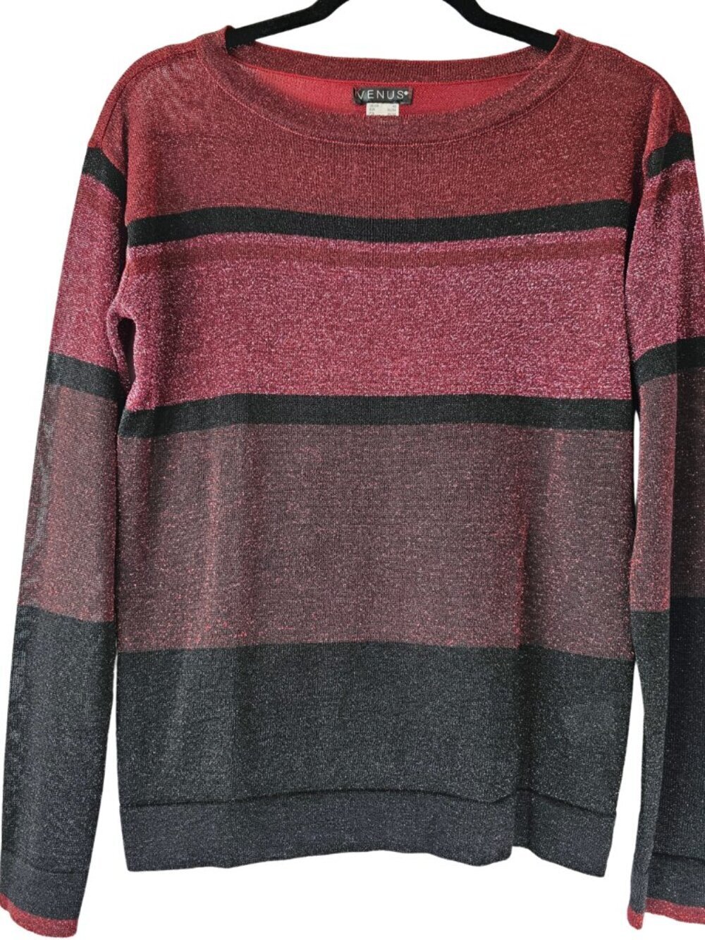 ✨Like New✨ Venus Long-Sleeved Striped Shimmer Lightweight Sweater, Size XS - Picture 5 of 9